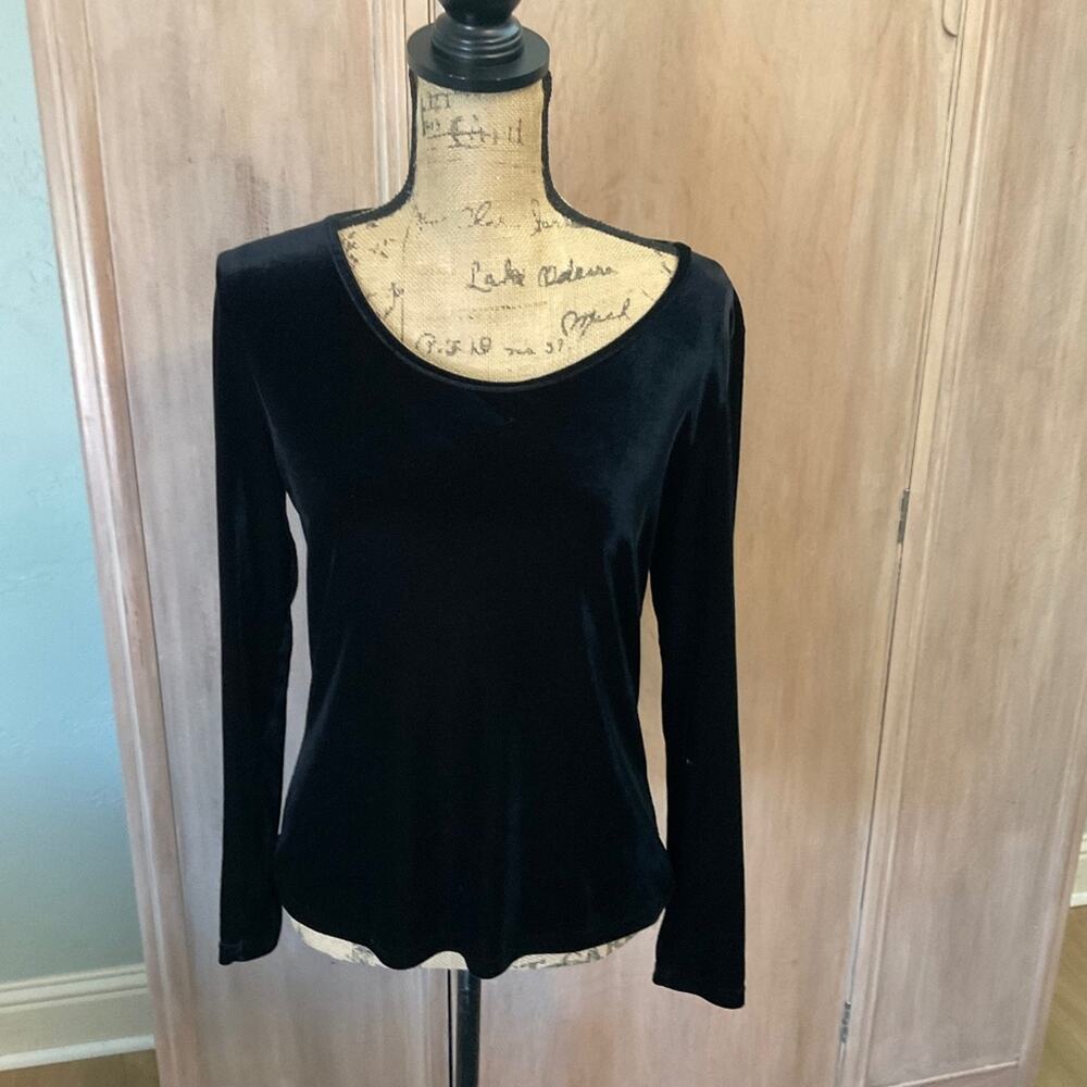 Y2K GAP Black Velvet stretch Long Sleeve Top